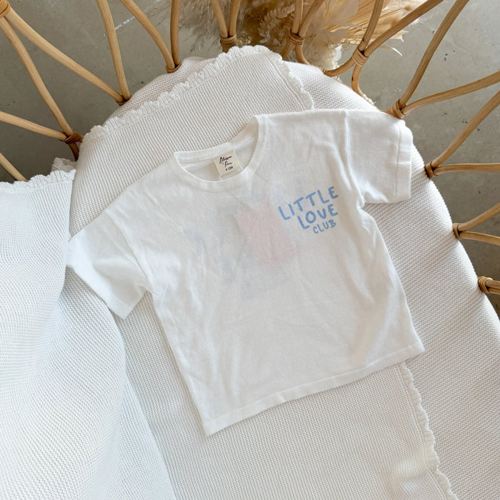 'Little Love Club' Tee - White & Blue