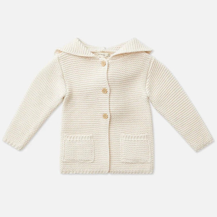 Hooded Bobble Knit Cardigan - Frost