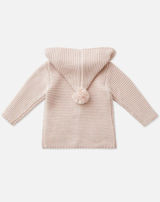 Hooded Bobble Knit Cardigan - Ballet Pink