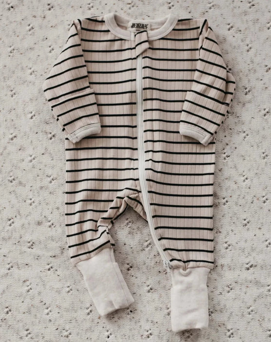 Charcoal Stripe Ribbed Sleepsuit