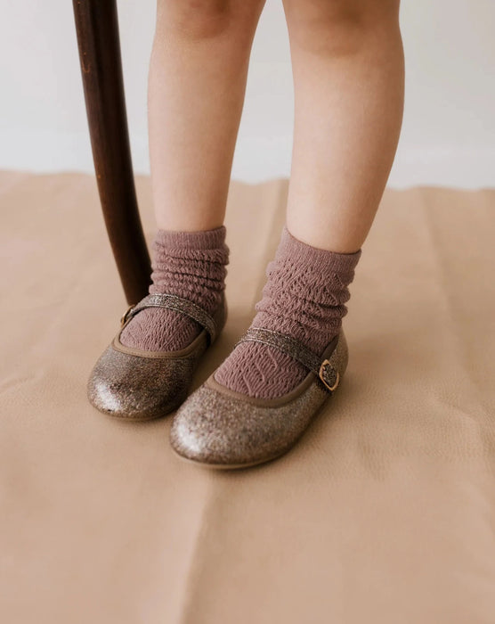 Cable Weave Ankle Sock - Dusty Wood
