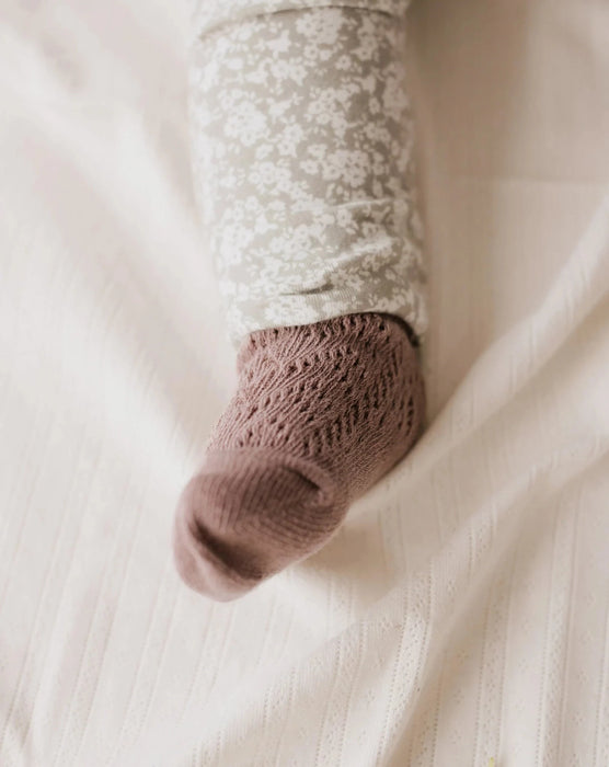 Cable Weave Ankle Sock - Dusty Wood