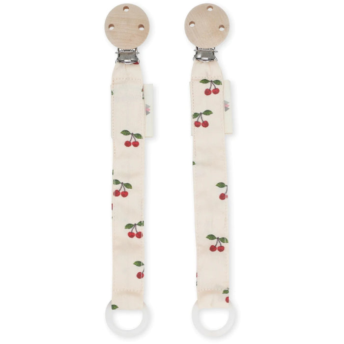 2-pack Organic Cotton Pacifier Strap - Cherry