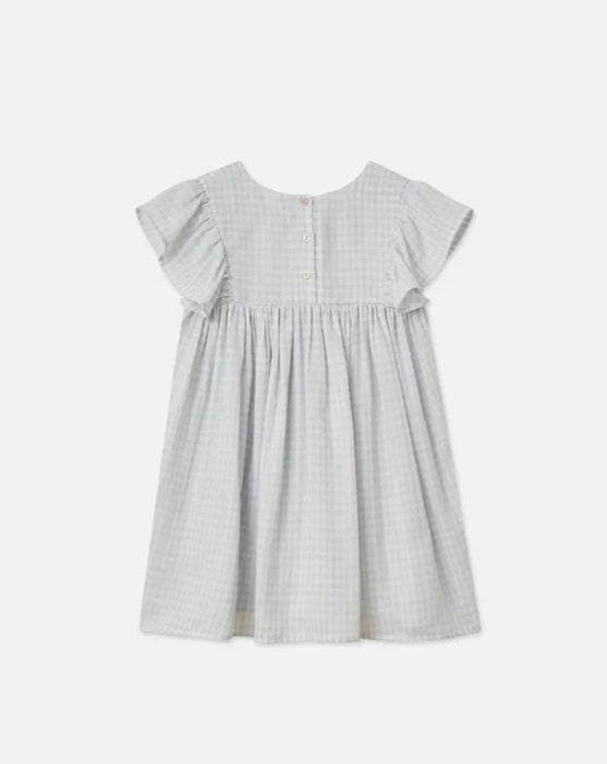 Flutter Shoulder Dress - Periwinkle Gingham