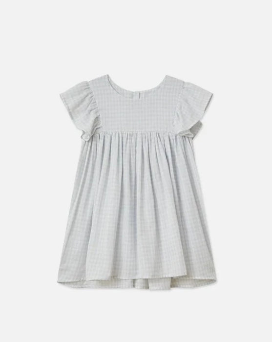 Flutter Shoulder Dress - Periwinkle Gingham