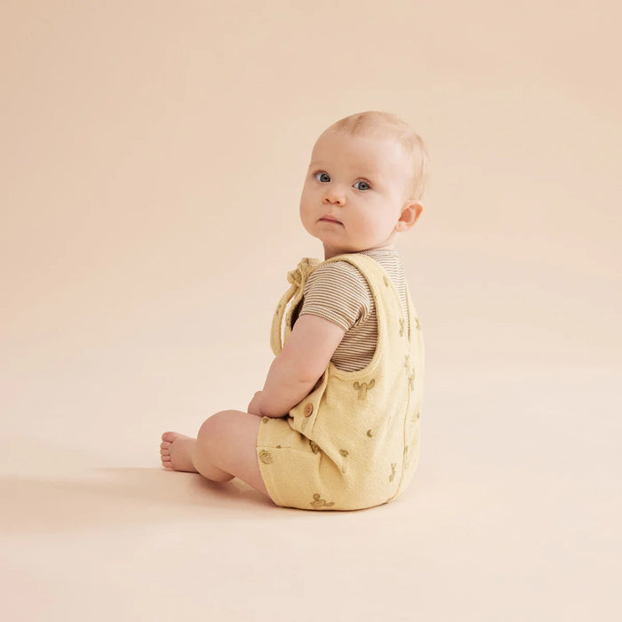 Organic Stripe Rib Henley Bodysuit - Leaf