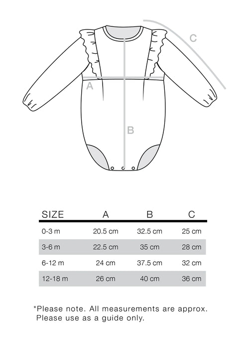 Long Sleeve Frill Bodysuit - Frost Blossom