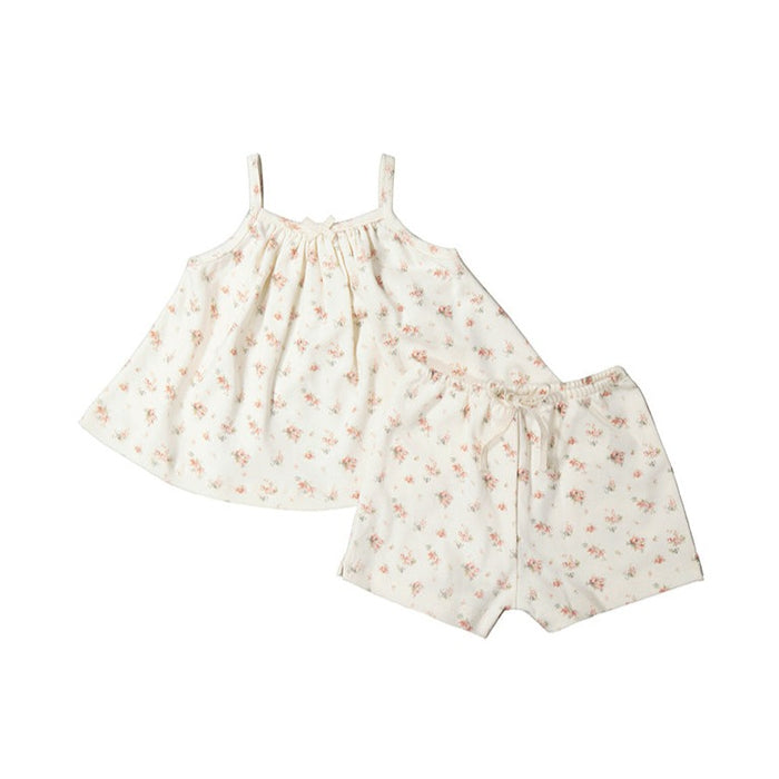 Organic Cotton Jeanie Singlet + Short - Mini Sweet Magnolia